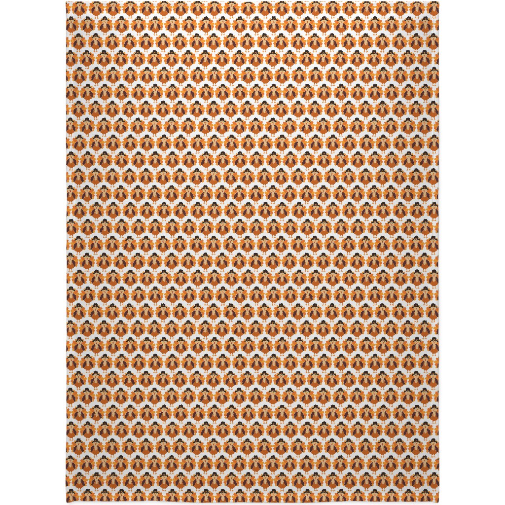 Turkey - White Blanket, Plush Fleece, 60x80, Orange, Orange