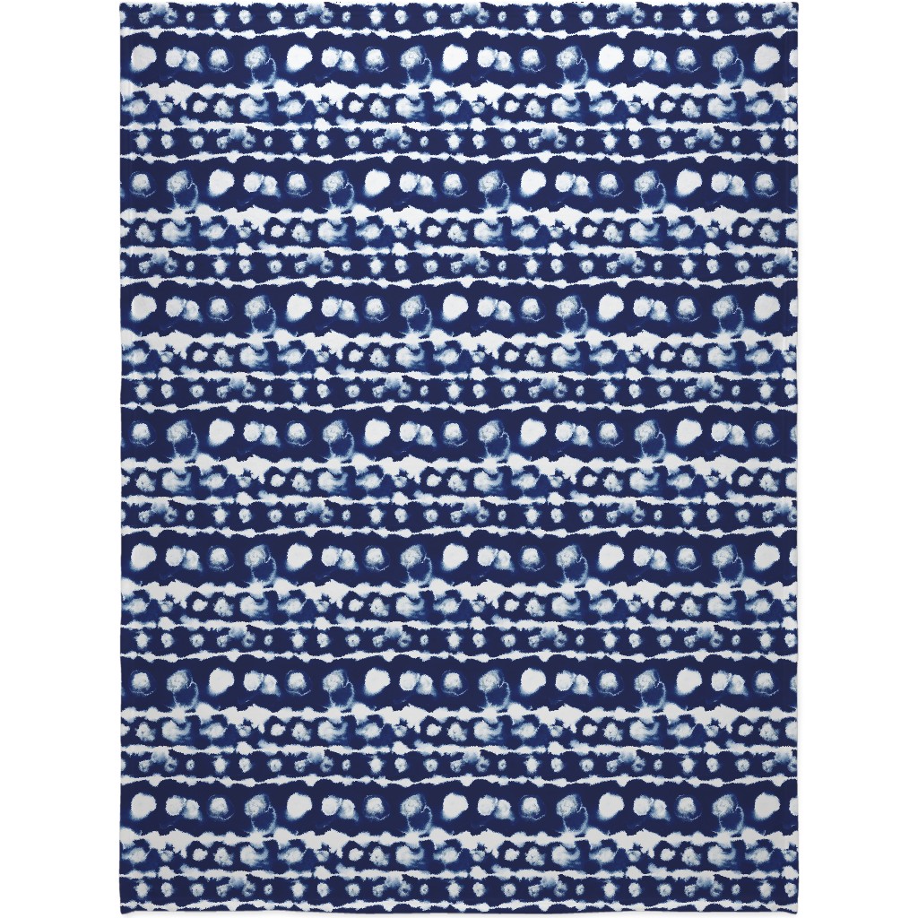 Dye Dot Stripe - Blue Blanket, Plush Fleece, 60x80, Blue, True Blue