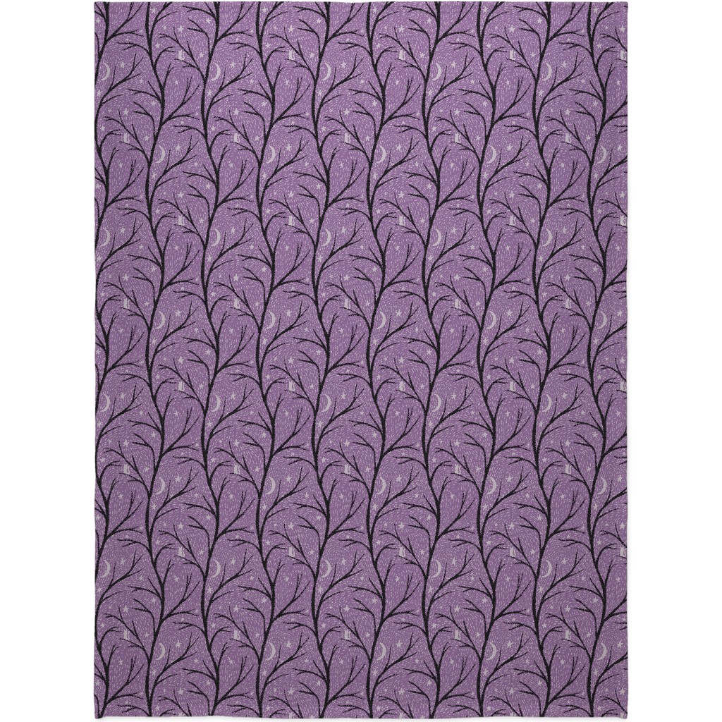 Spooky Night - Purple Blanket, Plush Fleece, 60x80, Purple