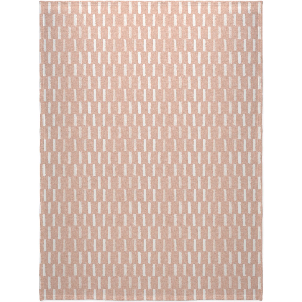 Boho Dash Block Print - Dusty Pink Blanket, Plush Fleece, 60x80, Pink