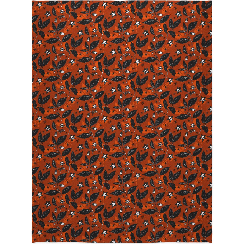 Atropa Belladonna - Orange Blanket, Plush Fleece, 60x80, Orange, Orange