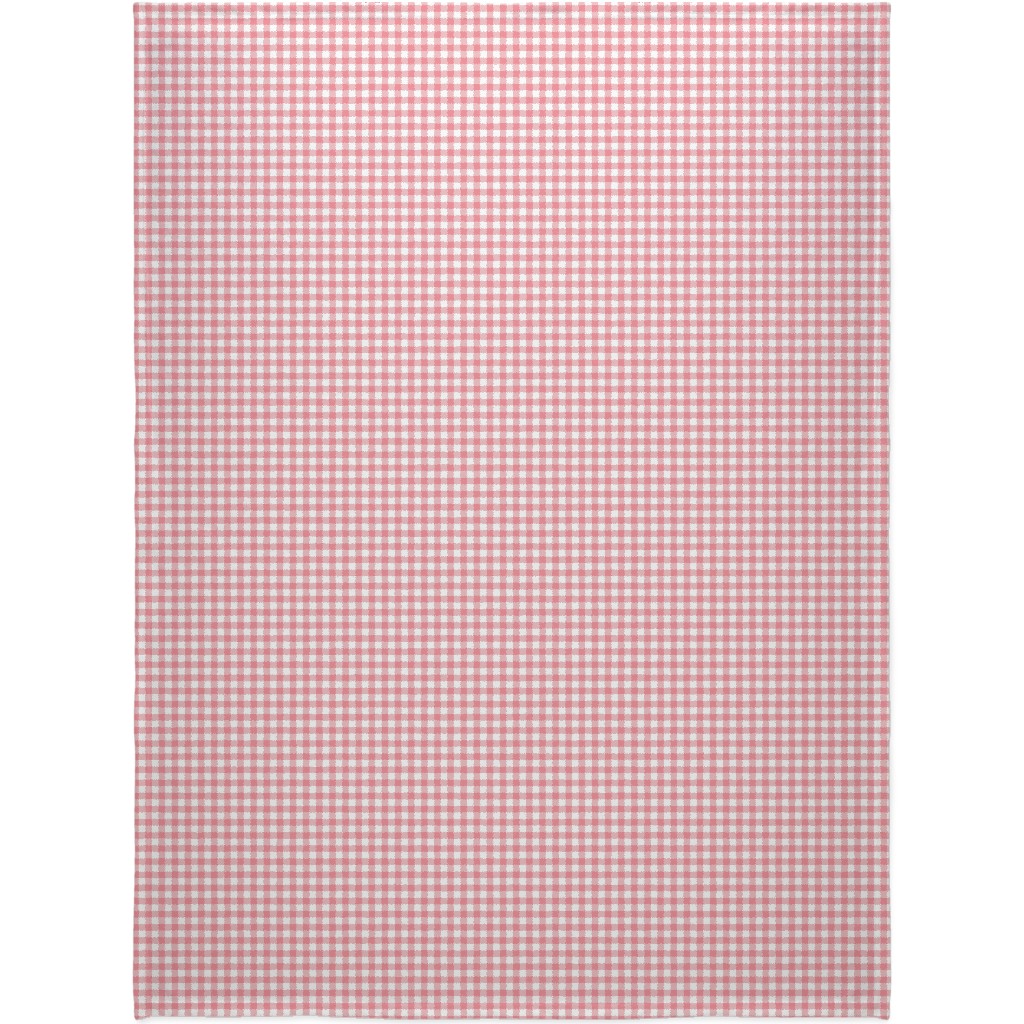 Simple Gingham Blanket, Plush Fleece, 60x80, Pink, Ballet Slipper
