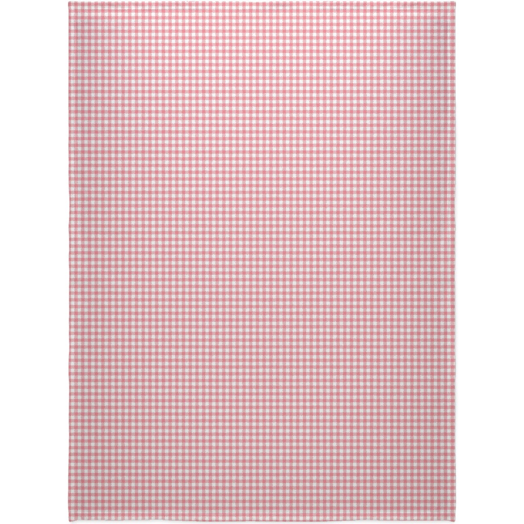 Simple Gingham Blanket, Plush Fleece, 60x80, Pink