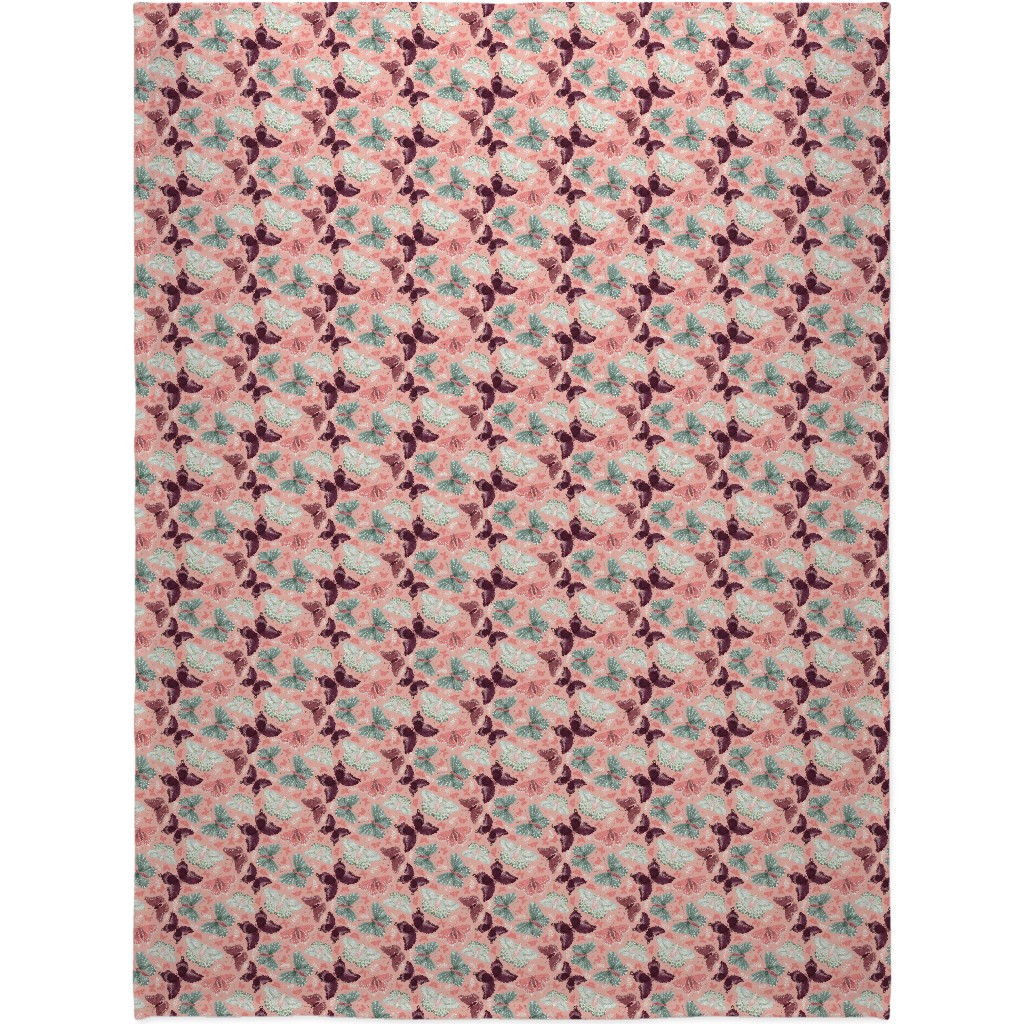 Romantic Butterflies - Pink Blanket, Plush Fleece, 60x80, Pink