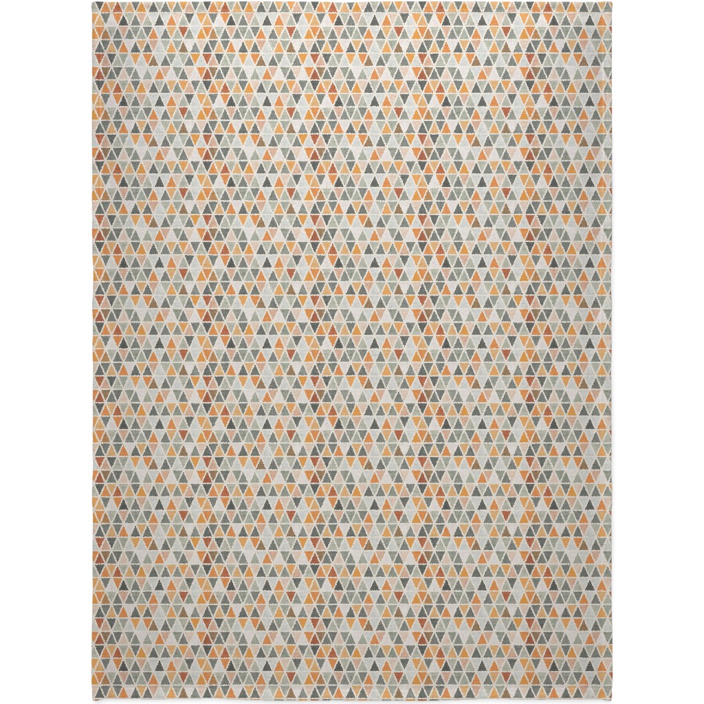 Triangles - Grey and Orange Blanket, Plush Fleece, 60x80, Multicolor