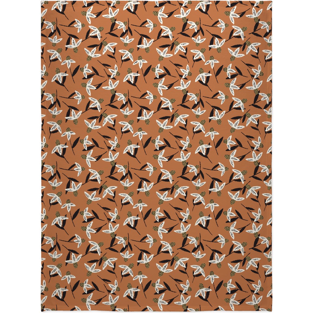 Daisy - on Orange Blanket, Plush Fleece, 60x80, Orange