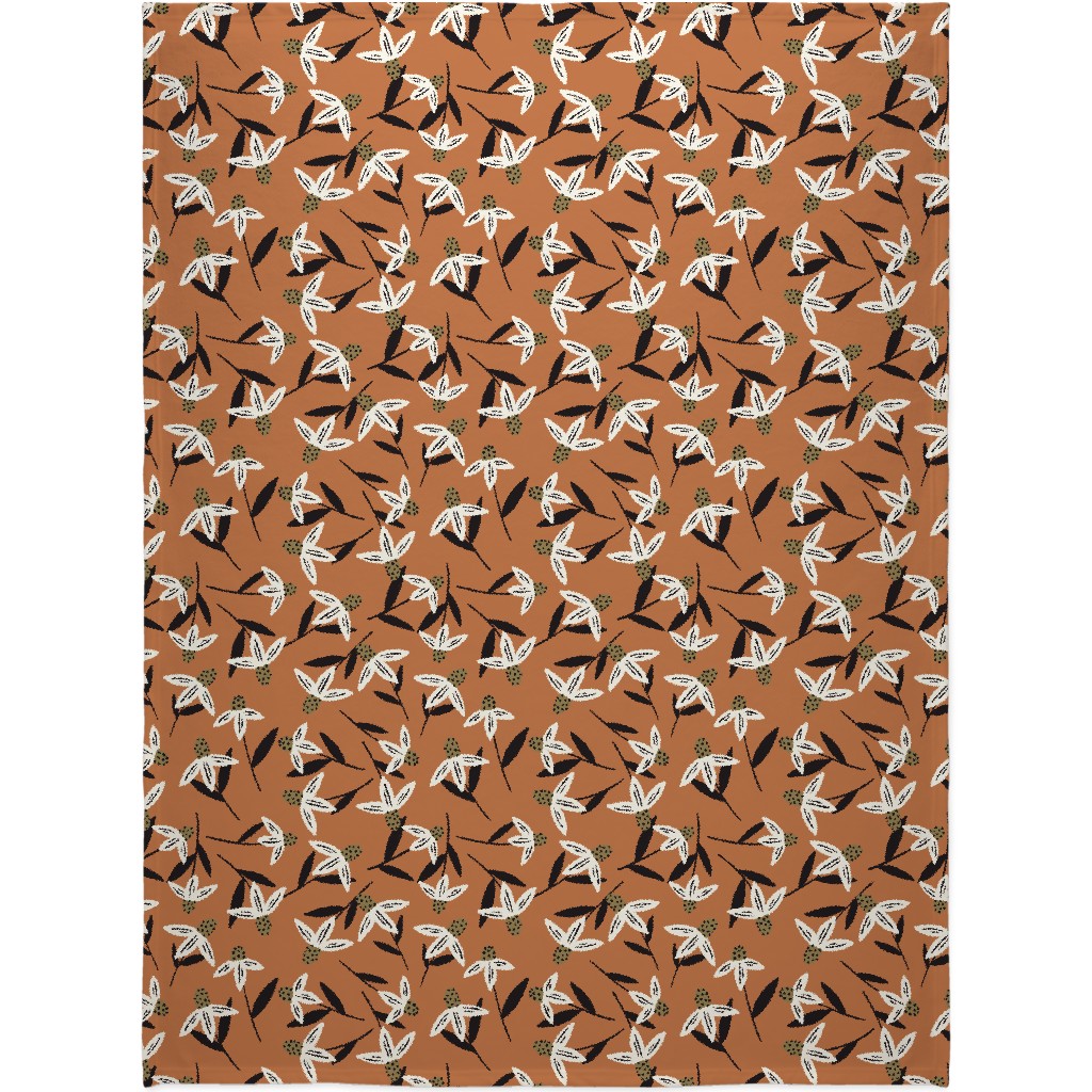 Daisy - on Orange Blanket, Plush Fleece, 60x80, Orange, Orange