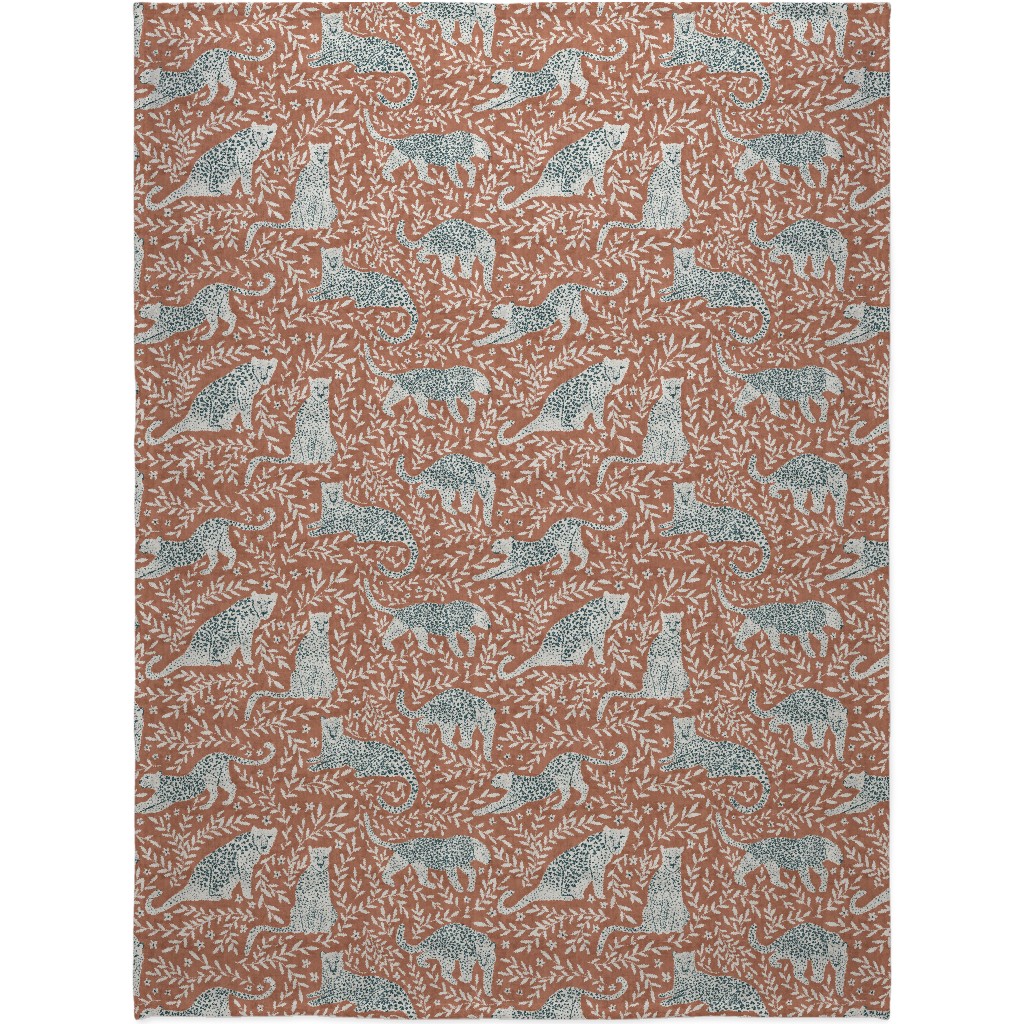 Jungle Cat - Redwood Blanket, Plush Fleece, 60x80, Brown