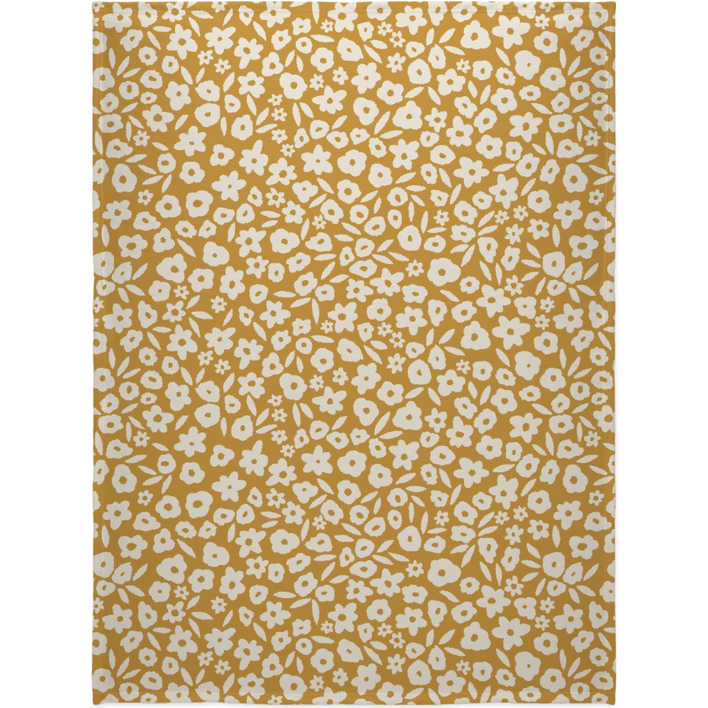 Flower Field - Mustard Blanket, Plush Fleece, 60x80, Yellow