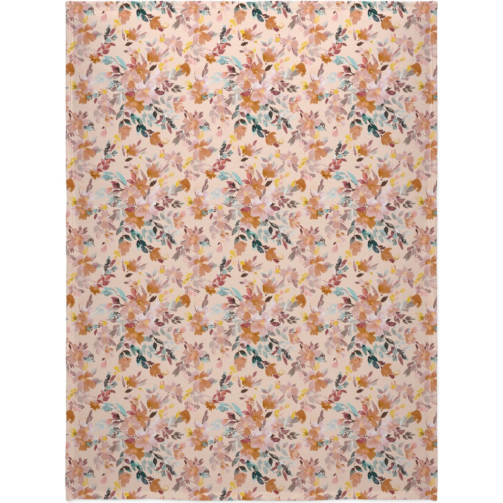 Summery Oleander Floral - Soft Pink Blanket, Plush Fleece, 60x80, Pink, Bright Pink