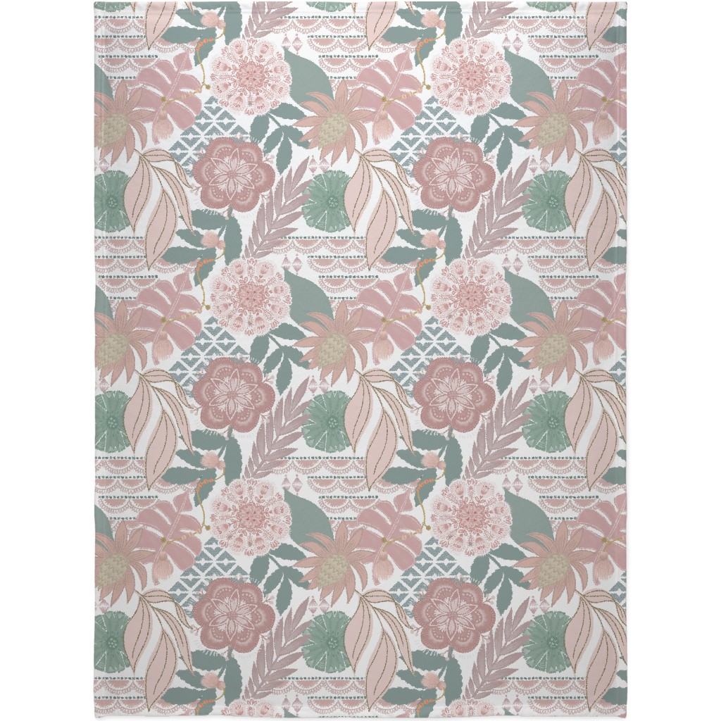 Boho Tropical Blanket, Plush Fleece, 60x80, Multicolor