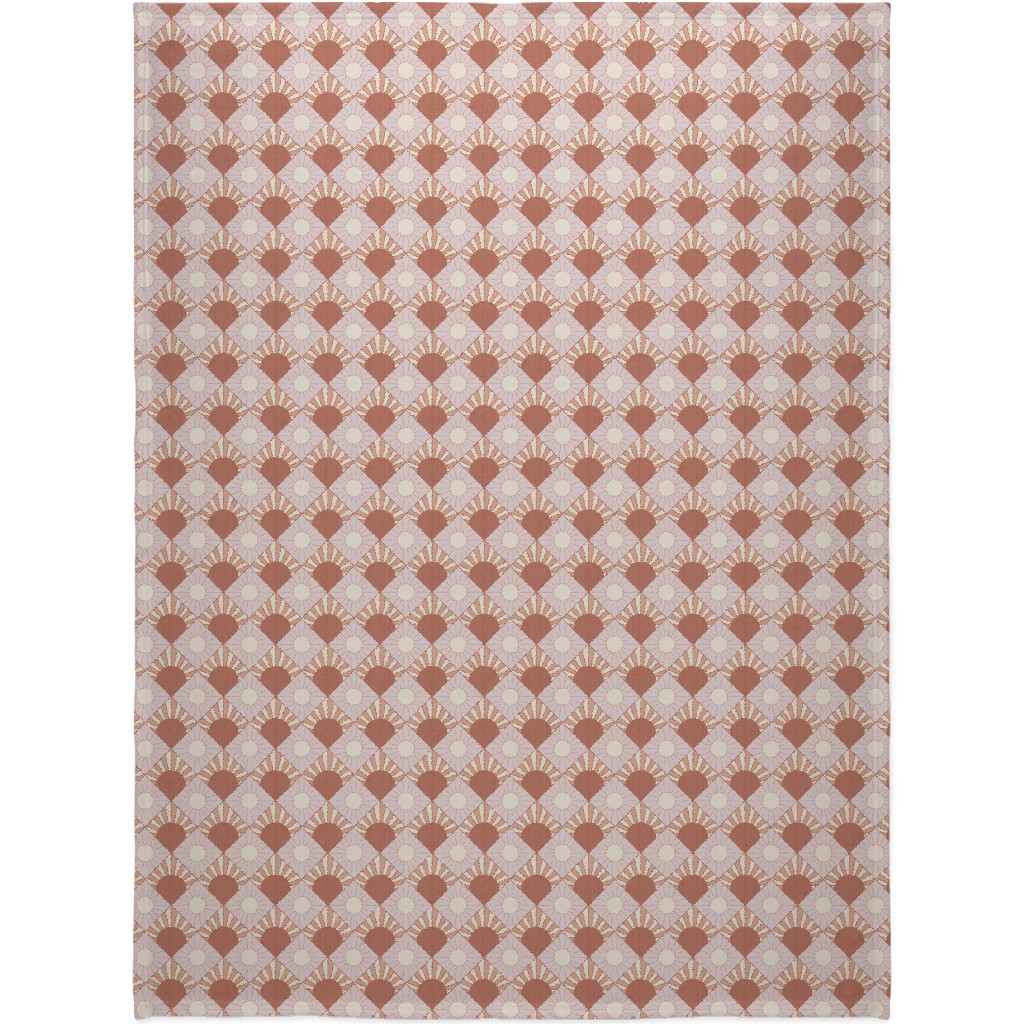 Mid Century Geometric Sun - Pink Blanket, Plush Fleece, 60x80, Pink, Bright Pink