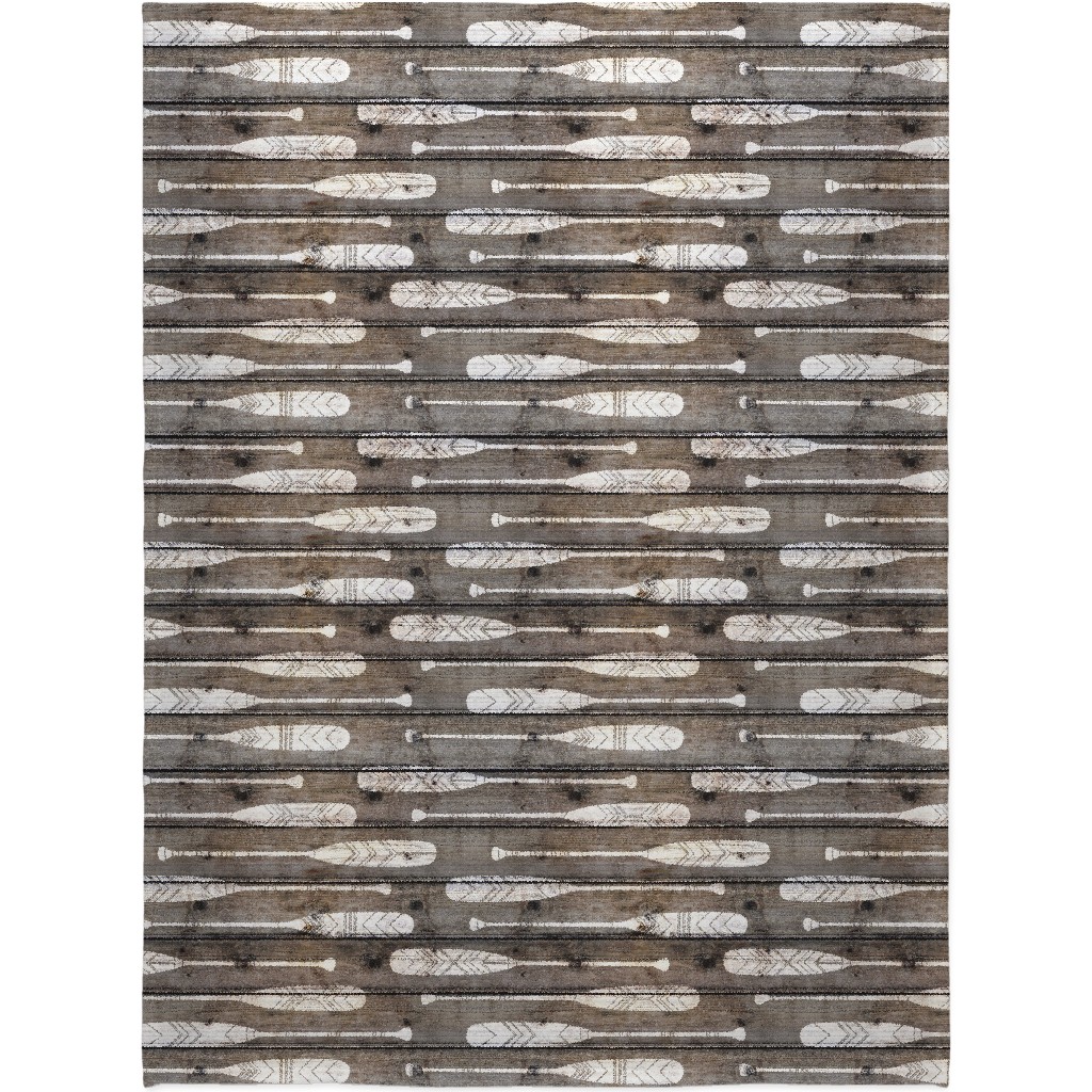 Oars on Barnwood - Neutral Blanket, Plush Fleece, 60x80, Brown