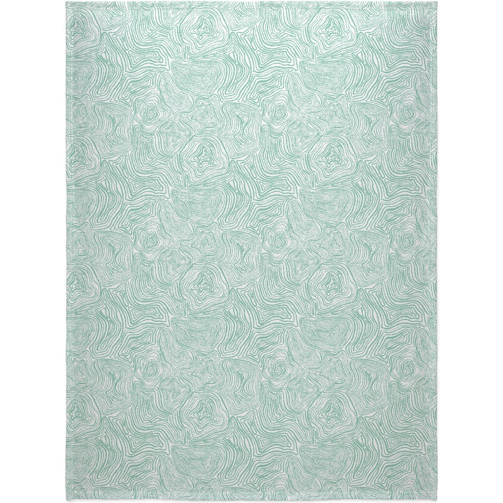 Abstract Wavy Lines - Green Blanket, Plush Fleece, 60x80, Green