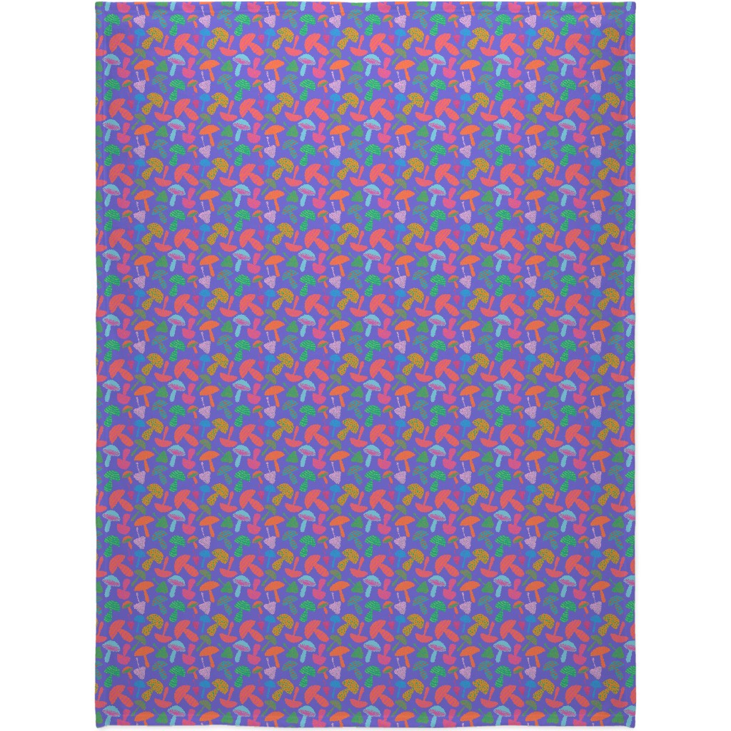 Mushroom Tossed - Bold Blanket, Plush Fleece, 60x80, Purple, Purple