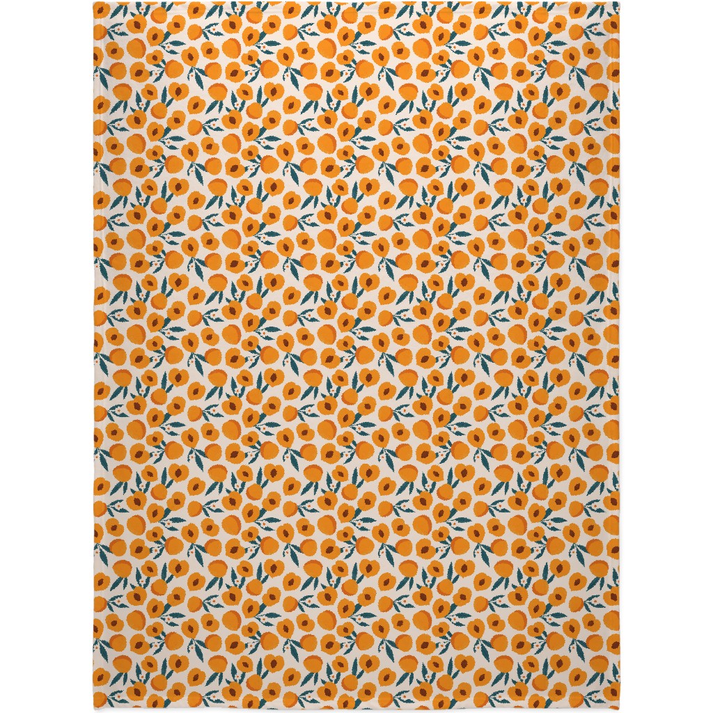 Summer Peches - Orange Blanket, Plush Fleece, 60x80, Orange