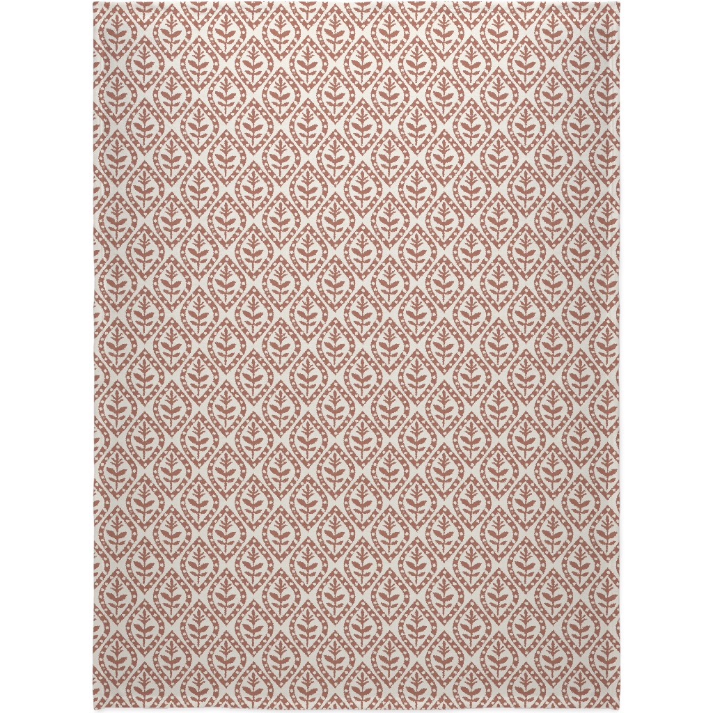 Molly's Print - Terracotta Blanket, Plush Fleece, 60x80, Brown, Brown