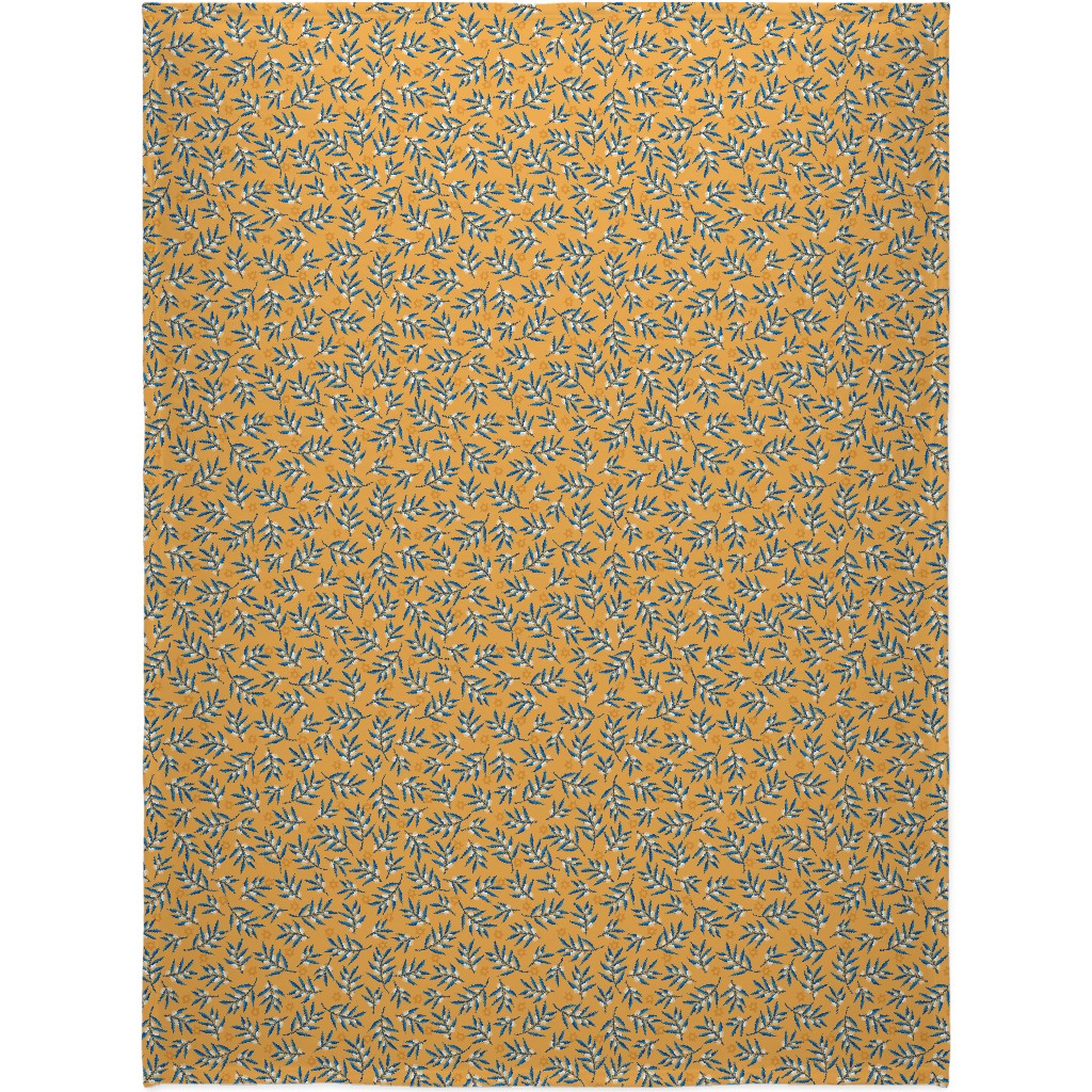 Olive Branches Hanukkah - Blue on Yellow Blanket, Plush Fleece, 60x80, Yellow, Classic Yellow