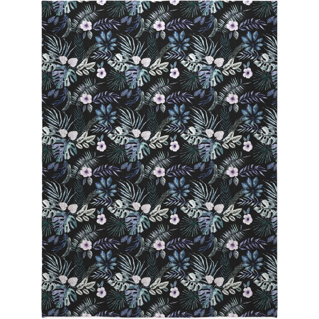 Phantasmagorial Jungle Blanket, Plush Fleece, 60x80, Black, Black