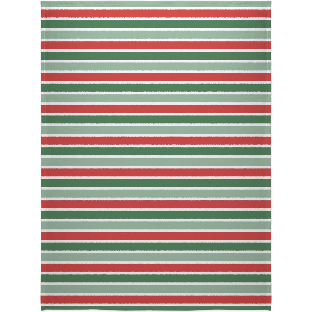 Cozy Christmas Stripe - Red and Green Blanket, Plush Fleece, 60x80, Multicolor