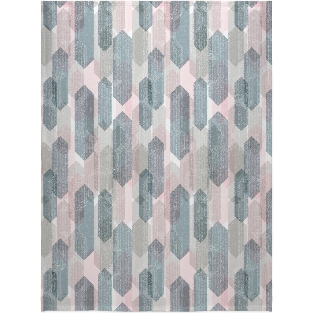 Deco Mod Hex Reflections Blanket, Plush Fleece, 60x80, Gray, Gray