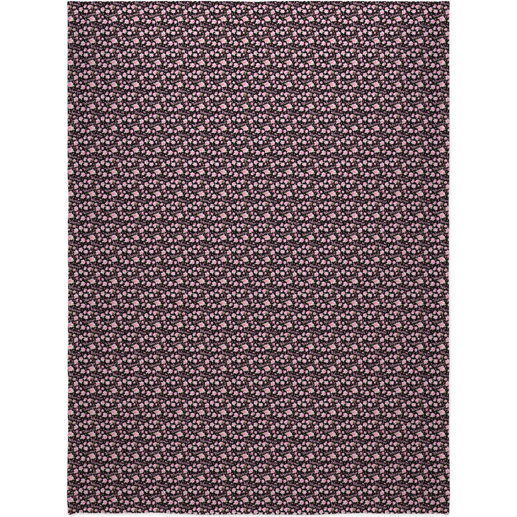 Warrior Pink Ribbon and Flowers - Pink Blanket, Plush Fleece, 60x80, Pink, Bright Pink