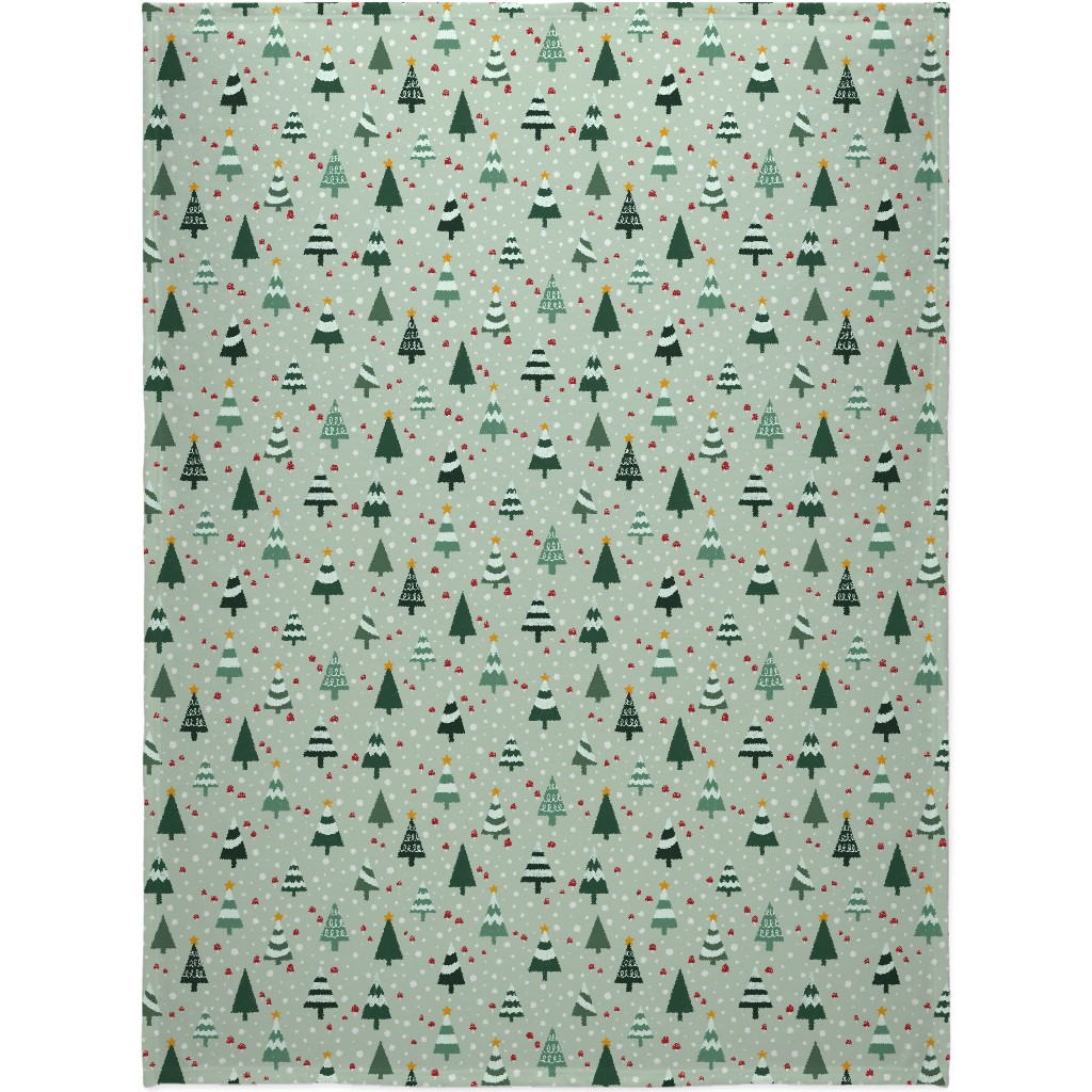 Christmas Forest - Green Blanket, Plush Fleece, 60x80, Green, Classic Green