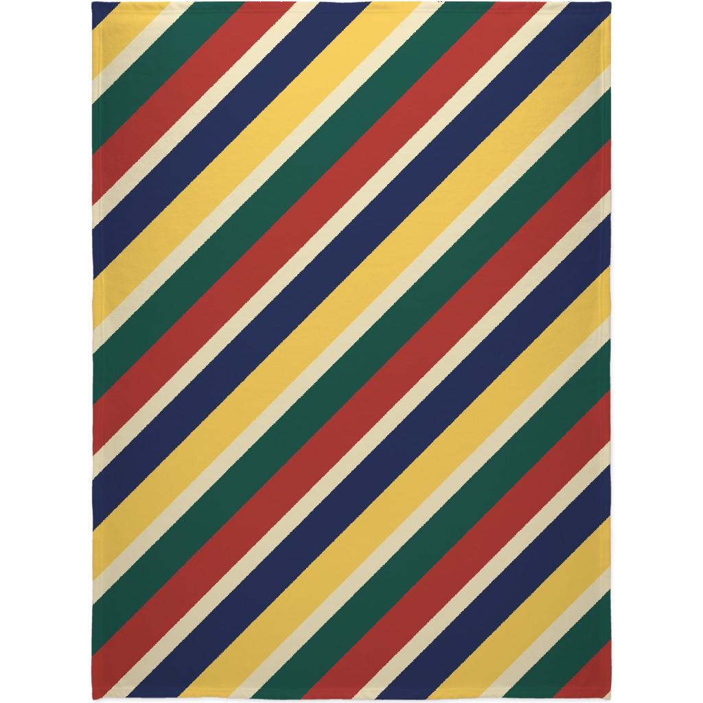 Camping Stripe Diagonal - Multi Blanket, Plush Fleece, 60x80, Multicolor