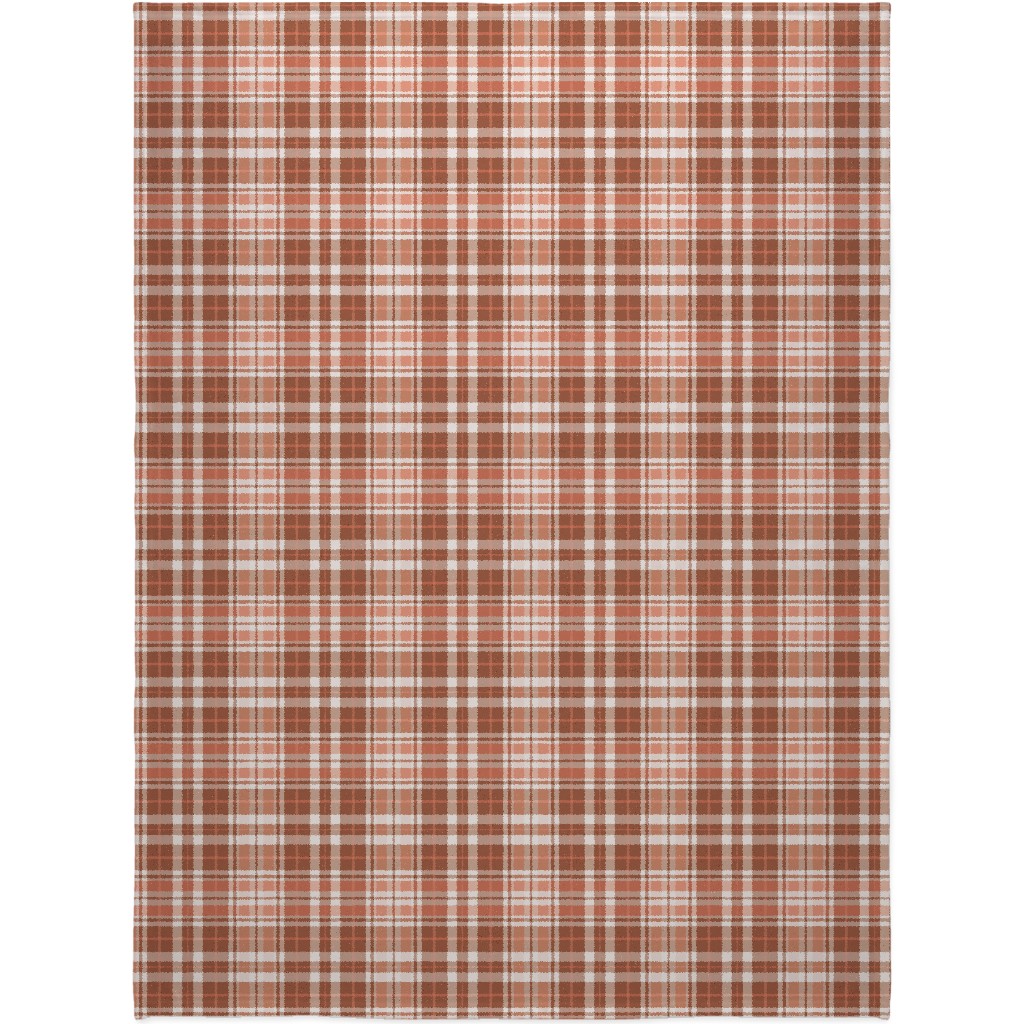 Pumpkin Spice Plaid Blanket, Plush Fleece, 60x80, Brown