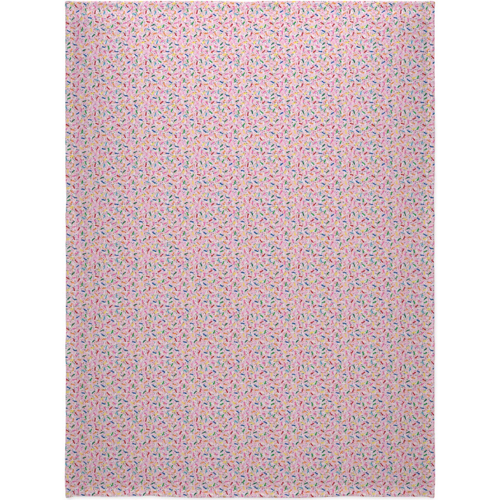 Rainbow Sprinkles Blanket, Plush Fleece, 60x80, Pink