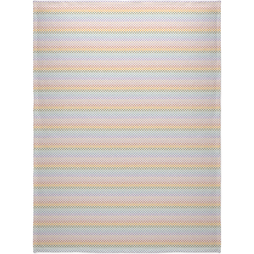 Boho Rainbow Checks Plaid - Multi Blanket, Plush Fleece, 60x80, Multicolor