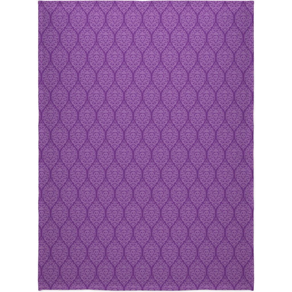 Spooky Damask - Purple Blanket, Plush Fleece, 60x80, Purple