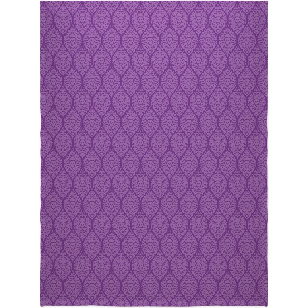 Spooky Damask - Purple Blanket, Plush Fleece, 60x80, Purple, Purple