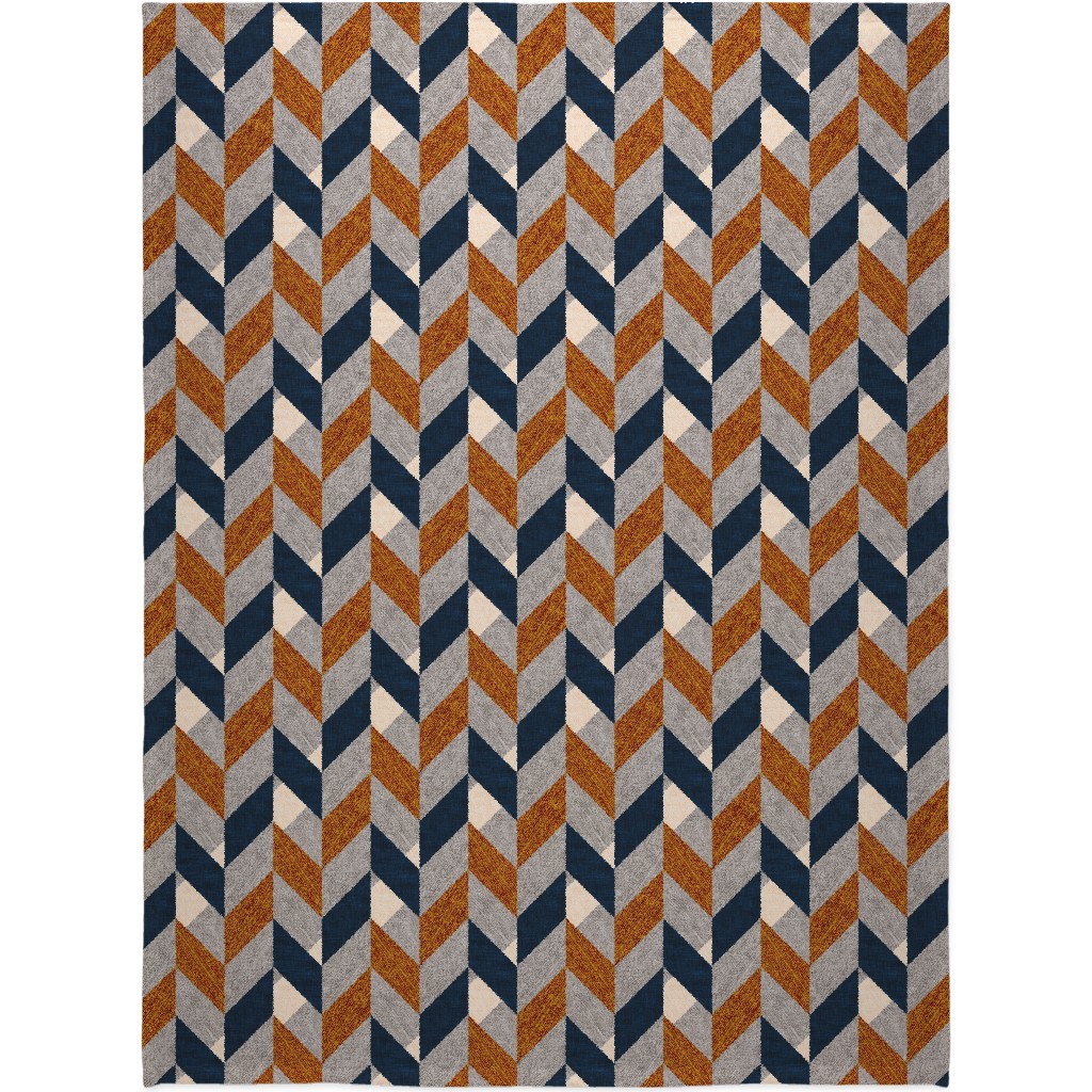 Parquetry - Neutral Blanket, Plush Fleece, 60x80, Orange, Orange