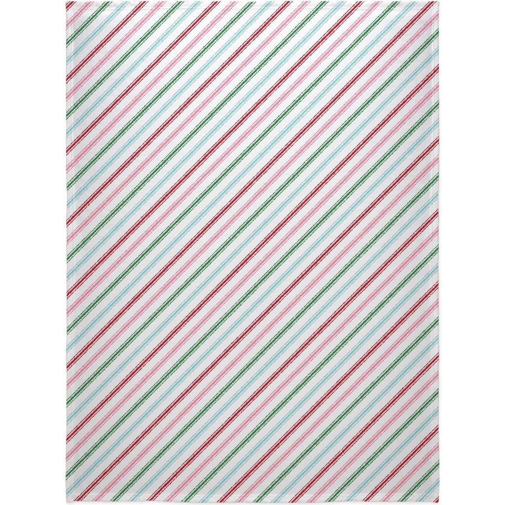 Christmas Wish Candy Cane Stripes - Multi Blanket, Plush Fleece, 60x80, Multicolor