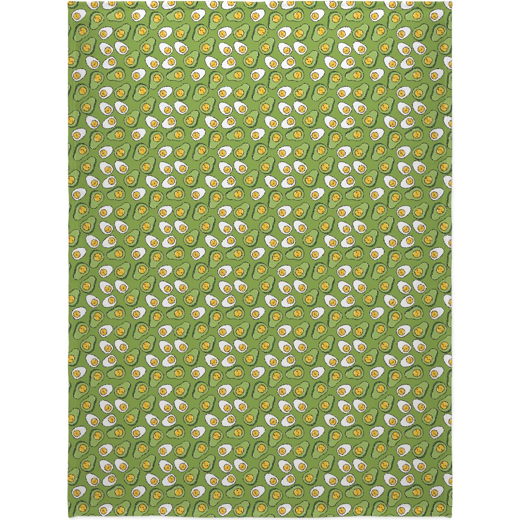 Cute Egg and Avocado - Green Blanket, Plush Fleece, 60x80, Green