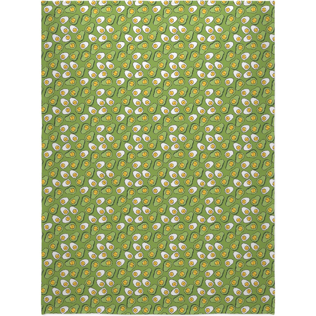 Cute Egg and Avocado - Green Blanket, Plush Fleece, 60x80, Green