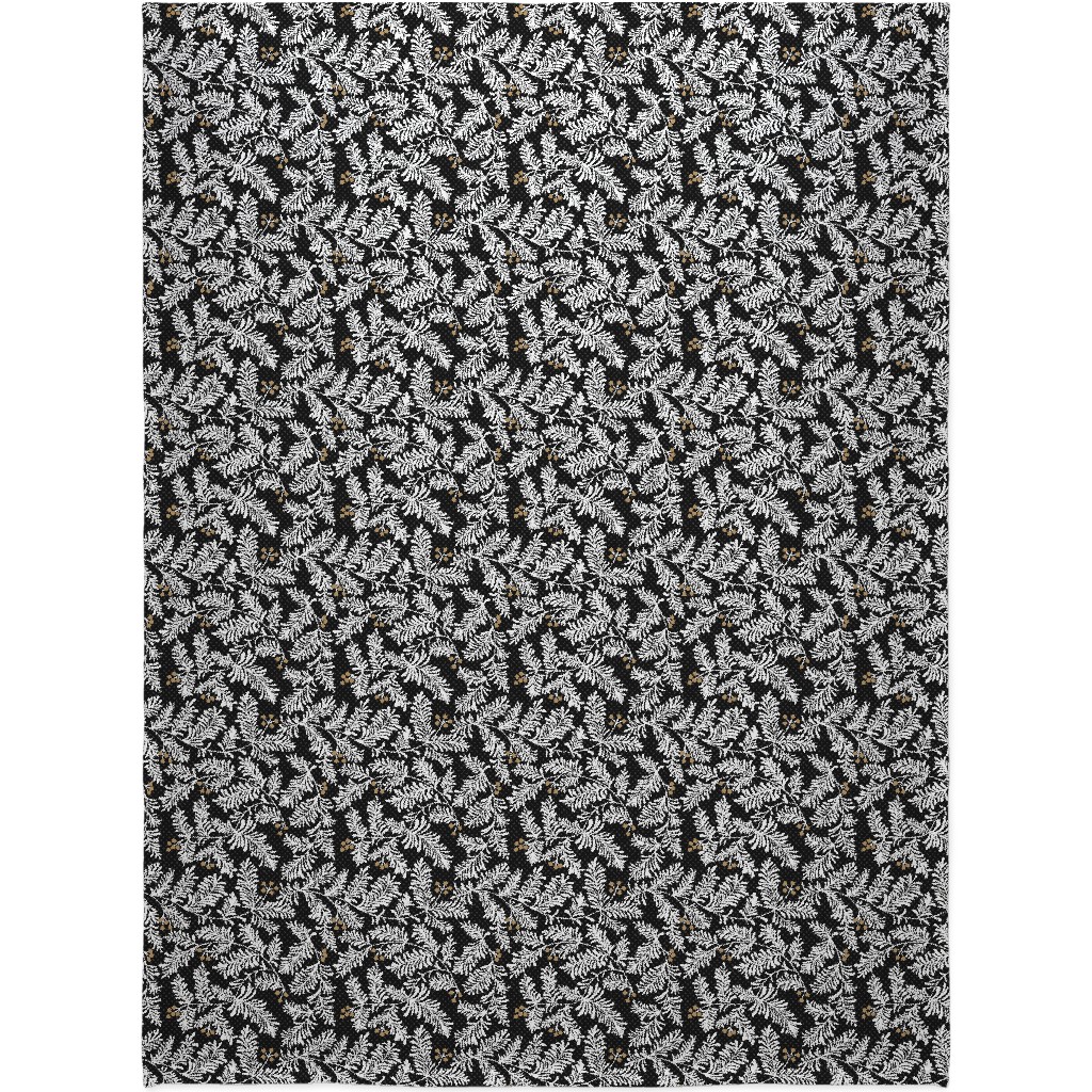 Winter Branches Blanket, Plush Fleece, 60x80, Black, Charcoal