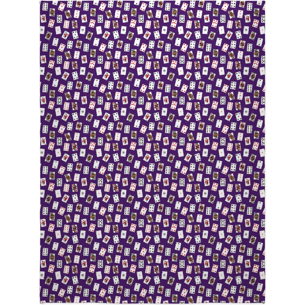 Scattered Playing Cards Blanket, Plush Fleece, 60x80, Purple, Purple