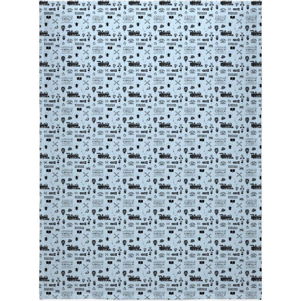 Railroad Blanket, Plush Fleece, 60x80, Blue, Coast