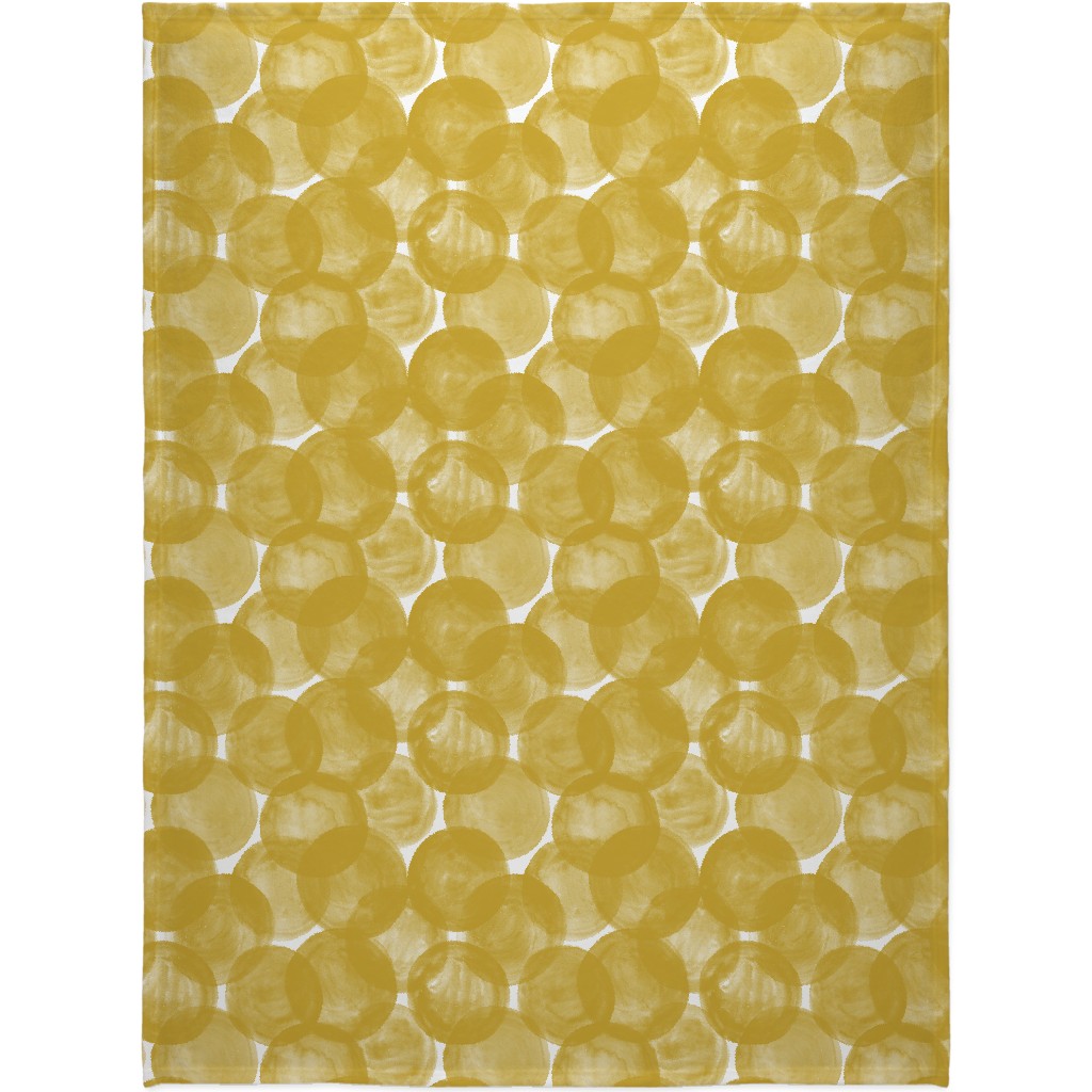 Watercolor Dots - Yellow Blanket, Plush Fleece, 60x80, Yellow, Classic Yellow