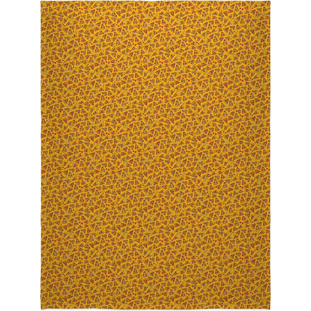 Pizza Pattern Blanket, Plush Fleece, 60x80, Yellow, Eggyolk