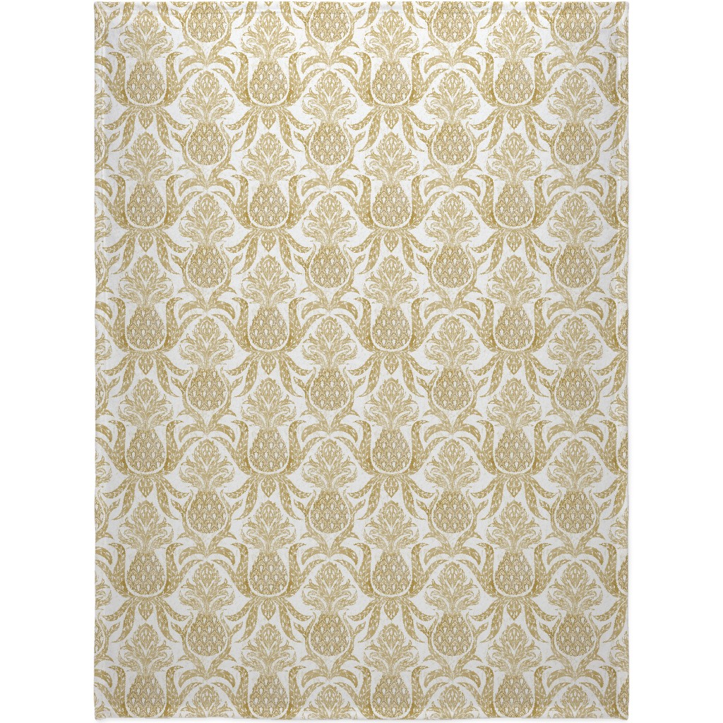 Welcome Pineapple - Gold Blanket, Plush Fleece, 60x80, Yellow