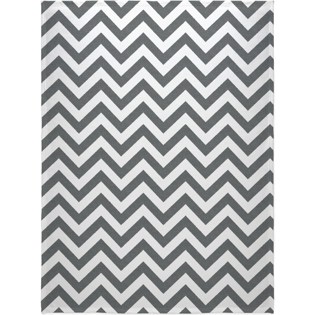 Chevron - Gray Blanket, Plush Fleece, 60x80, Gray