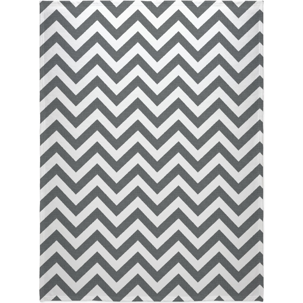 Chevron - Gray Blanket, Plush Fleece, 60x80, Gray, Gray