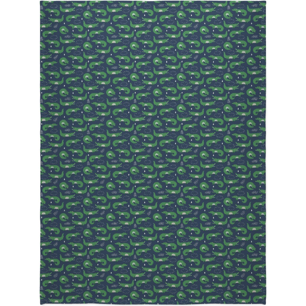 Cute Alligators - Green Blanket, Plush Fleece, 60x80, Green, Classic Green