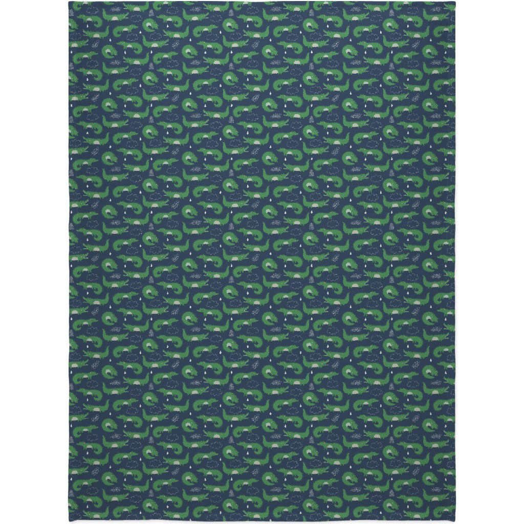 Cute Alligators - Green Blanket, Plush Fleece, 60x80, Green