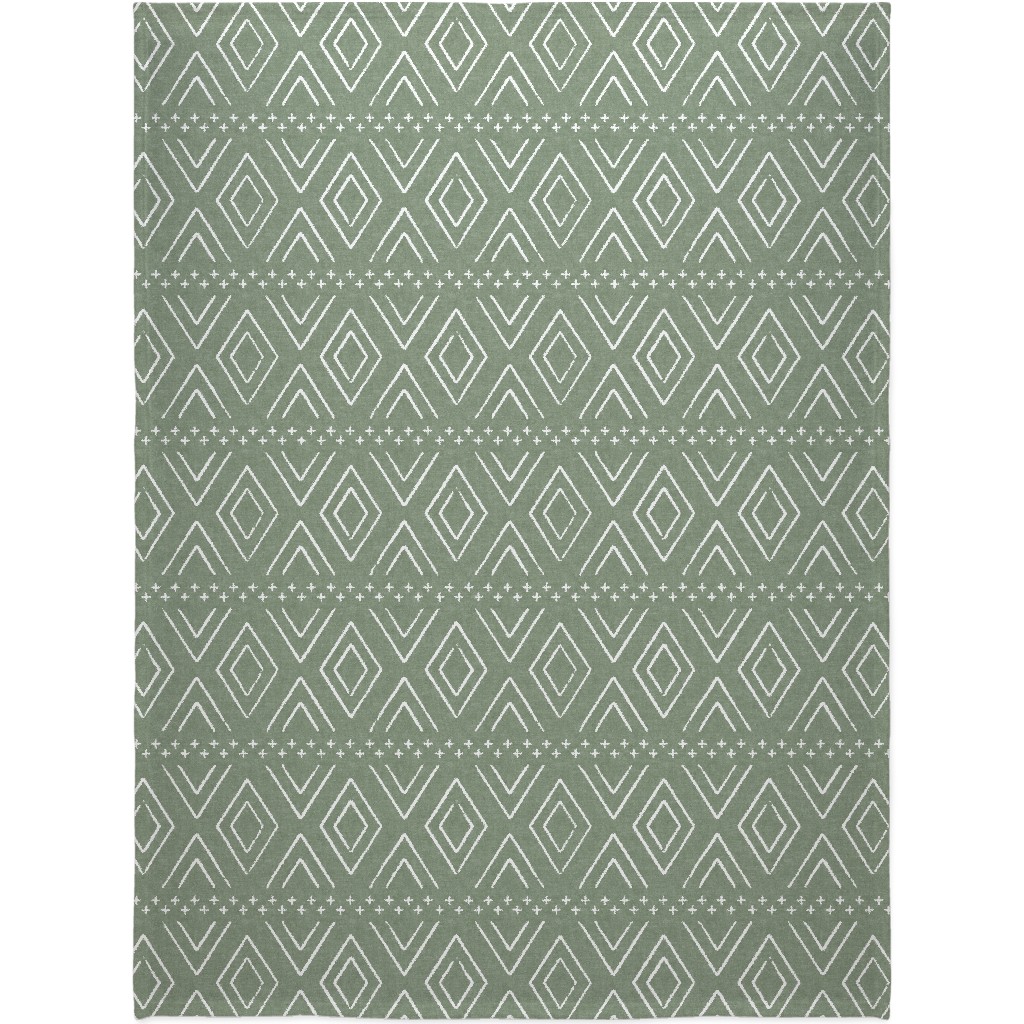 Farmhouse Diamonds Blanket, Plush Fleece, 60x80, Green, Mantis