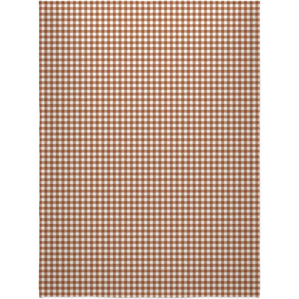 Gingham Plaid Check Blanket, Plush Fleece, 60x80, Brown, Toast