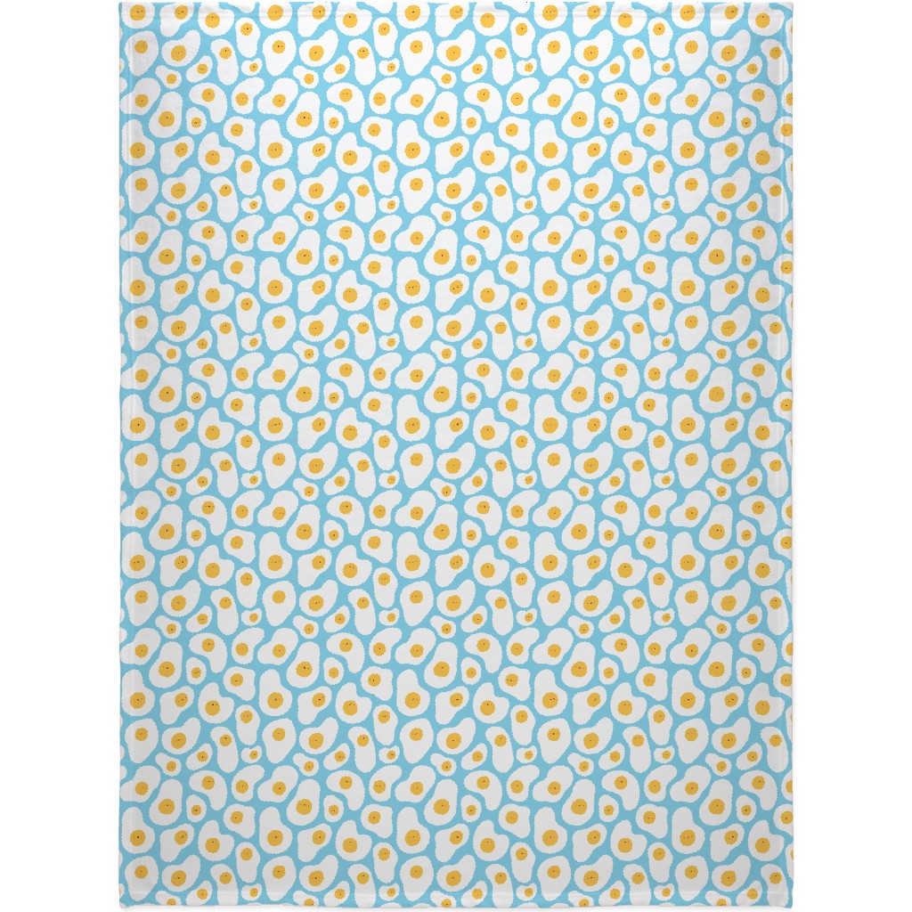 Cute Fried Eggs - Blue Blanket, Plush Fleece, 60x80, Blue
